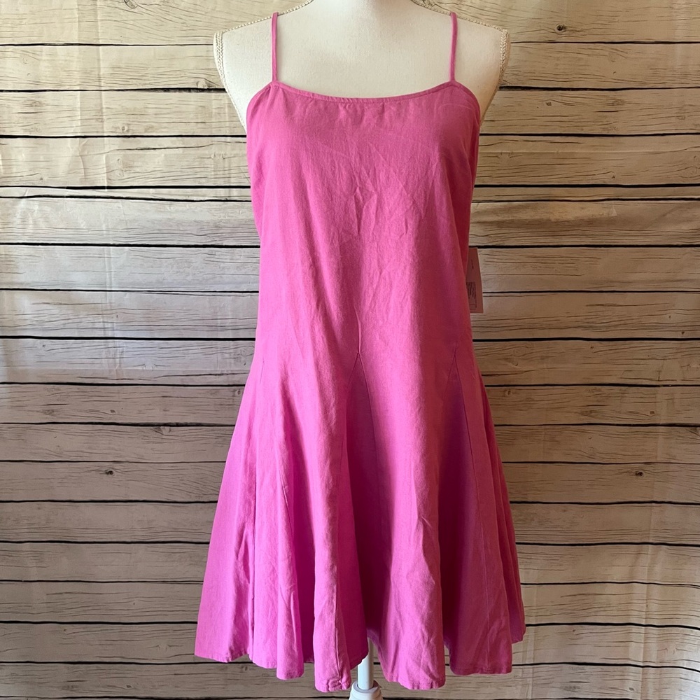 NWT Women's Beach Bungalow Linen Mini Dress - A New Day Pink